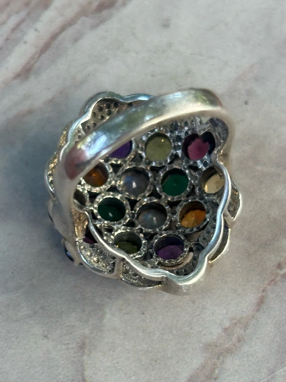 Nicky Butler NB Sterling Silver Multi Gemstone Cluster Cocktail Ring 8 India 925